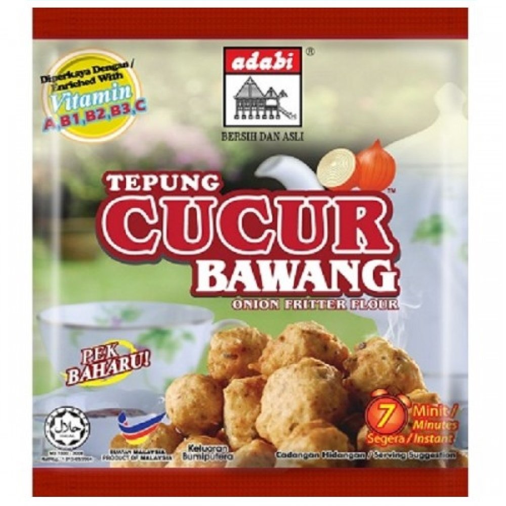 Adabi Onion Fritter Flour 200g (9 Pack) - Authentic Malaysian Bawang Cucur Mix for Crispy Fritters - Perfect for Snacks, Appetizers & Family Gatherings