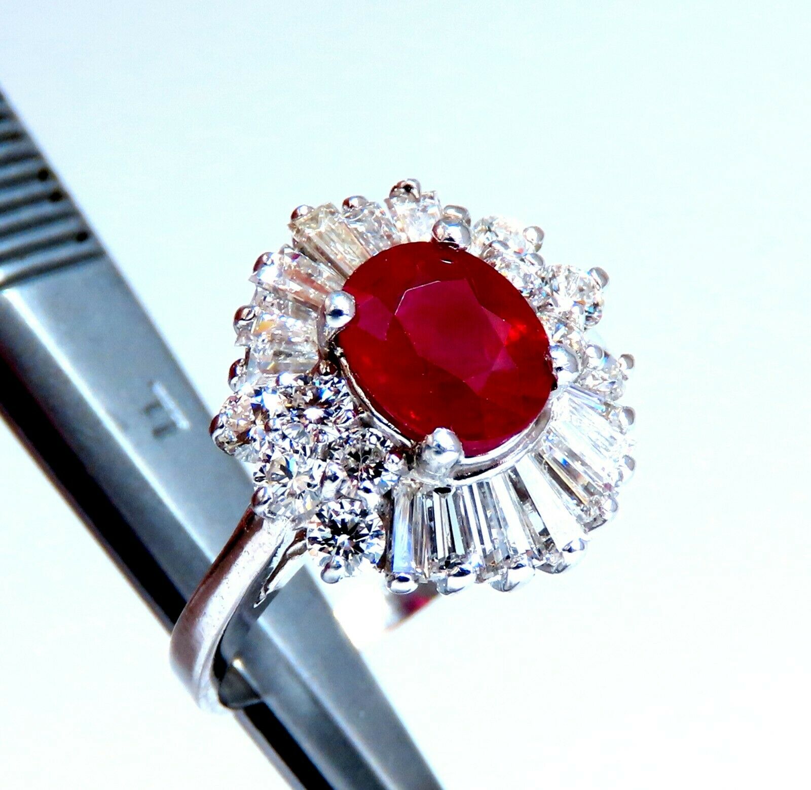 GIA Certified 1.75ct Burma Ruby & Diamond Ballerina Cocktail Ring in 14K Gold - Perfect for Evening Parties, Weddings & Special Occasions