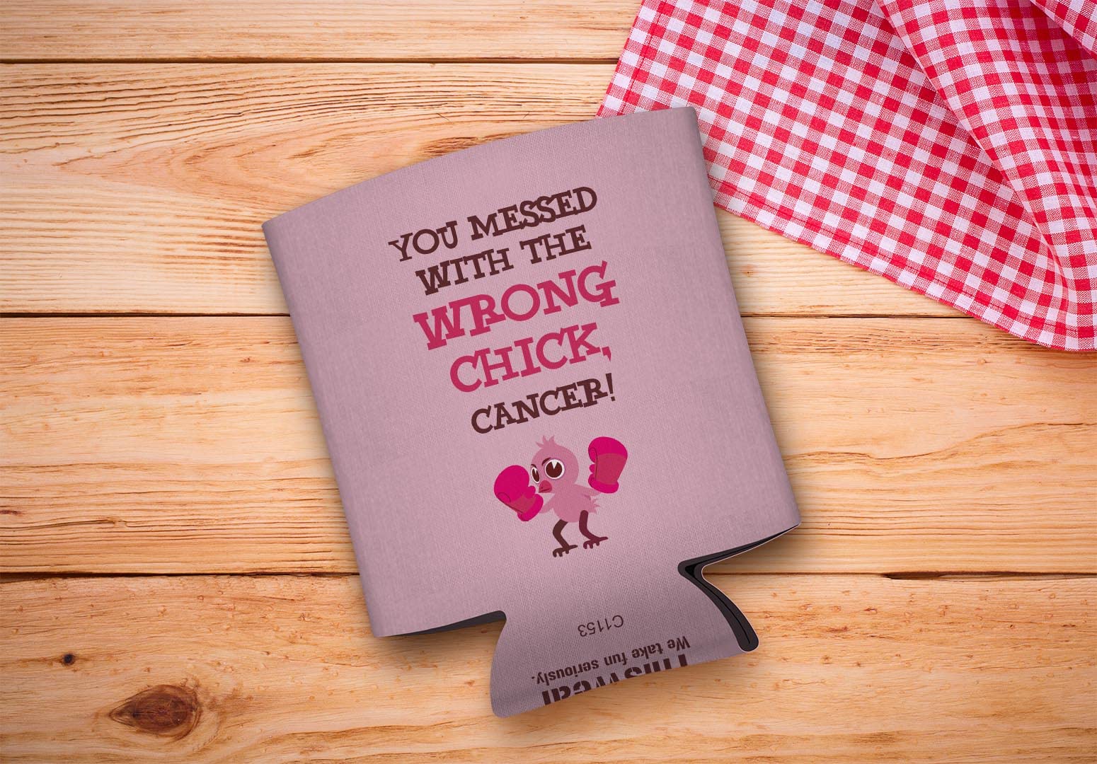 96-Pack Pink Ribbon Can Coolers - Inspirational Breast Cancer Survivor Gifts for Women | 'You Messed With The Wrong Chick' Design | Perfect for Fundraisers, Awareness Events & Support Groups