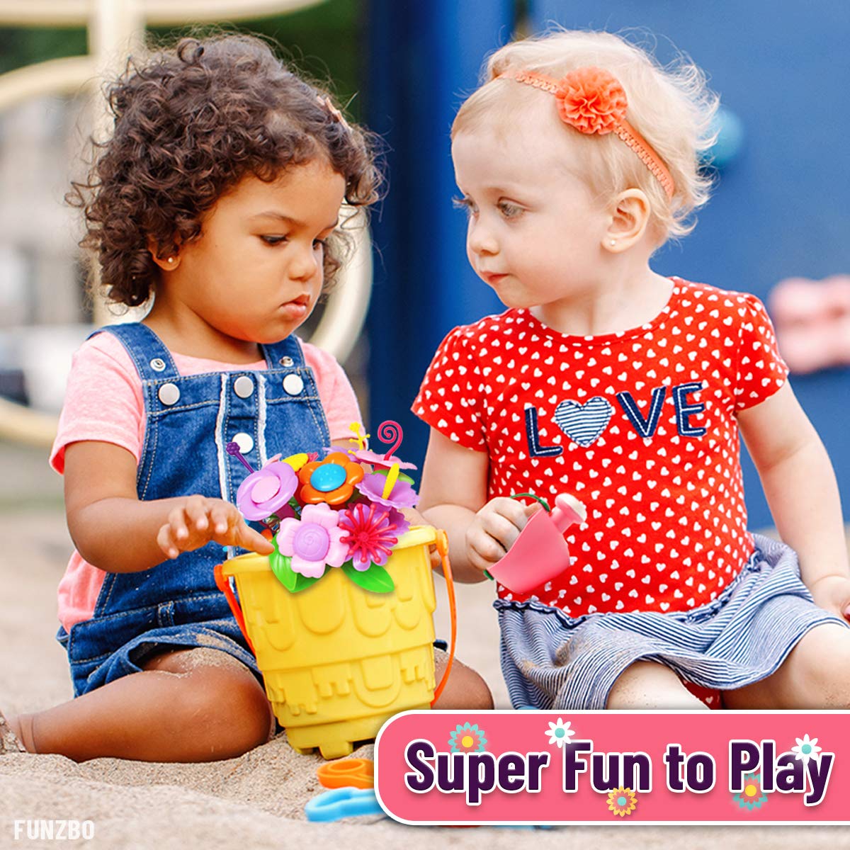 FUNZBO Flower Garden Building Toys Set - STEM Montessori Educational Sorting & Stacking Toy for Toddlers Age 2-6, Perfect Easter & Birthday Gift for Girls | Creative Spring Gardening Play for Preschool Learning