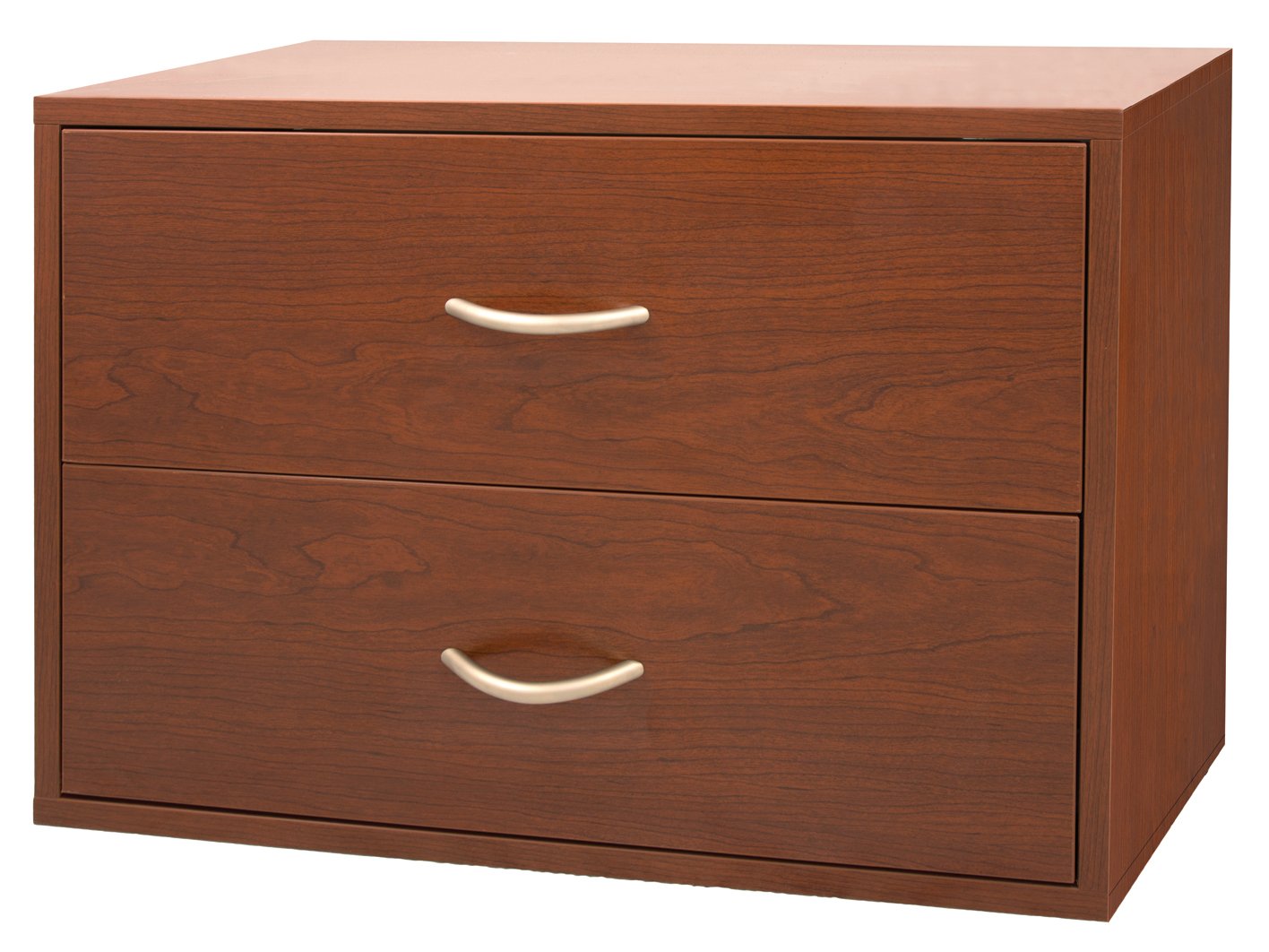 FreedomRail 2-Drawer OBox Storage Organizer - Modern Cherry Finish for Bedroom Closet & Home Organization