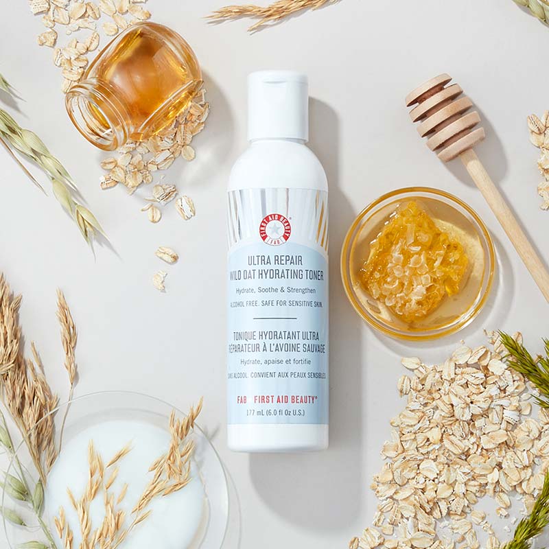 First Aid Beauty Ultra Repair Wild Oat Hydrating Toner - Soothing Facial Toner for Dry & Sensitive Skin | Hydrates & Calms Irritation | Perfect for Daily Skincare Routine & Post-Cleansing Treatment