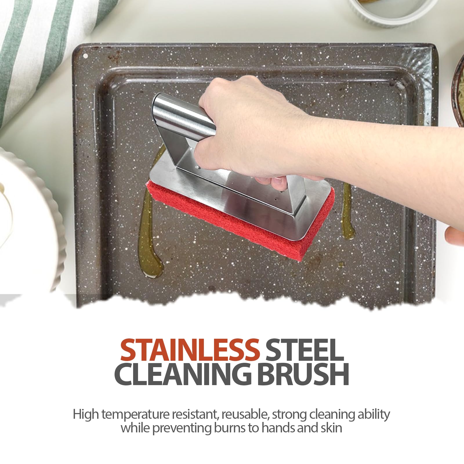 10-Piece Heavy Duty Griddle Cleaning Kit - Professional Flat Top Grill Cleaner Set with 2 Handles, Scraper, Grill Stones & Brushes for Blackstone & Outdoor Grills - Perfect for BBQ, Camping & Backyard Cooking