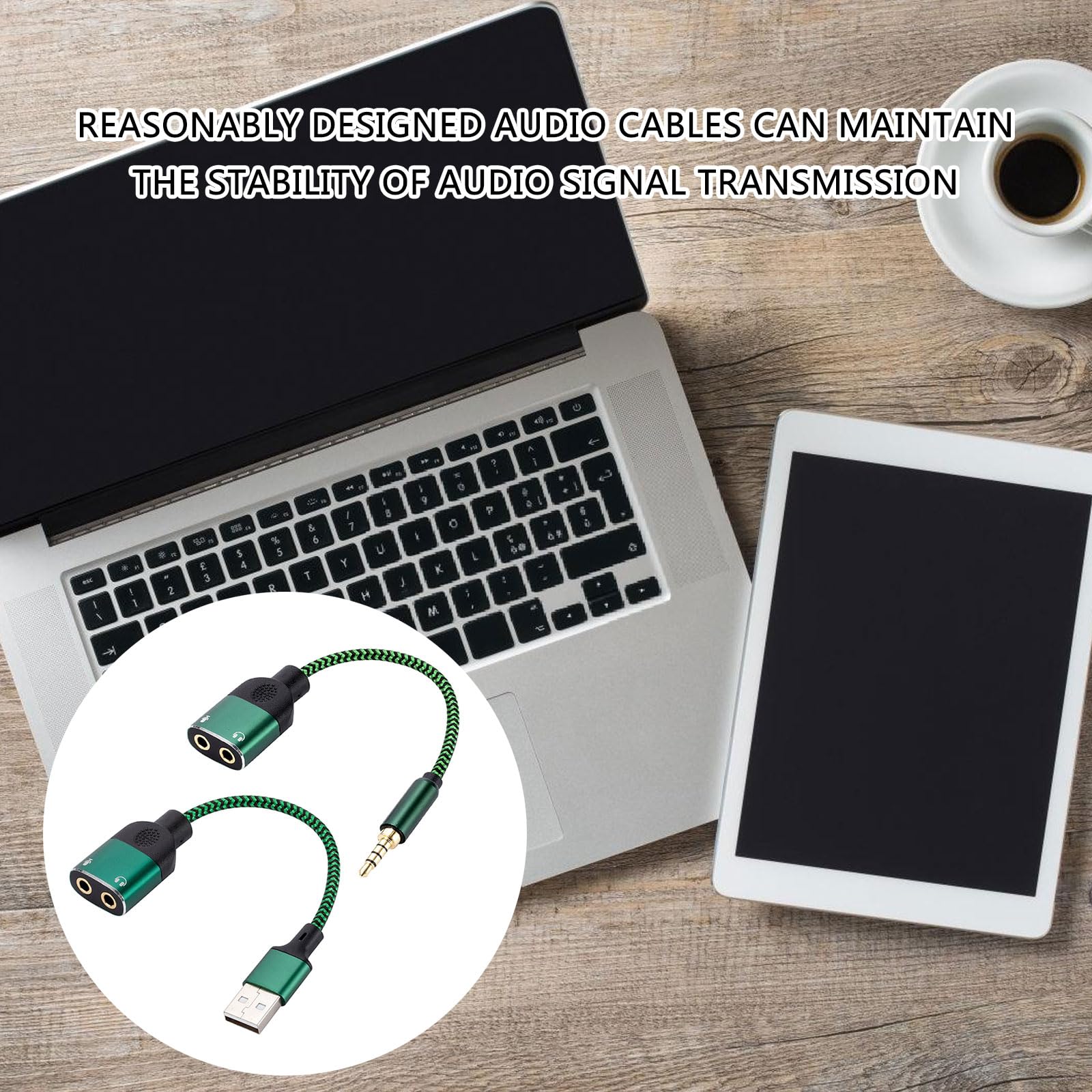 HIOPOIUYT Plug and Play USB Sound Card with 3.5mm Audio Jack - USB to Headphone Adapter for PC/Laptop - No Driver Required - Perfect for Gaming, Streaming & Conference Calls