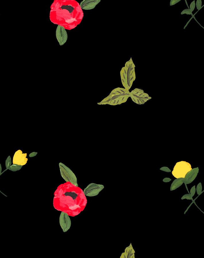 Grand Villa Garden Peel and Stick Wallpaper - Black Floral Design by Carly Beck for Living Room, Bedroom & Home Decor