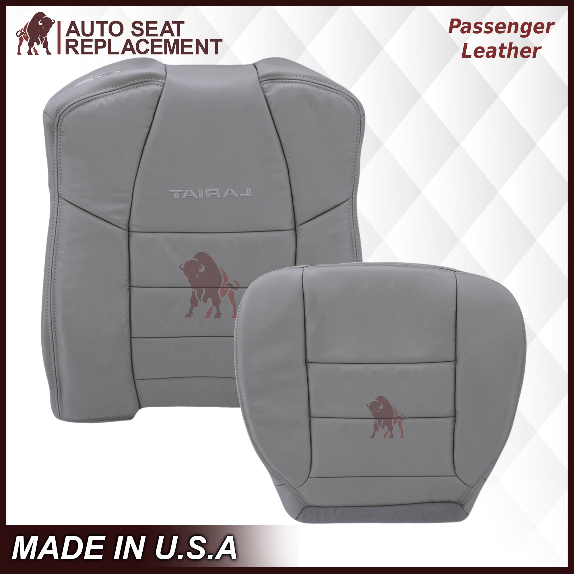 2002-2007 Ford F250 F350 F450 F550 Lariat Extended Cab Seat Cover - Premium Leather or Vinyl Upholstery Protector in Flint Gray - Perfect for Truck Owners & Off-Road Adventures
