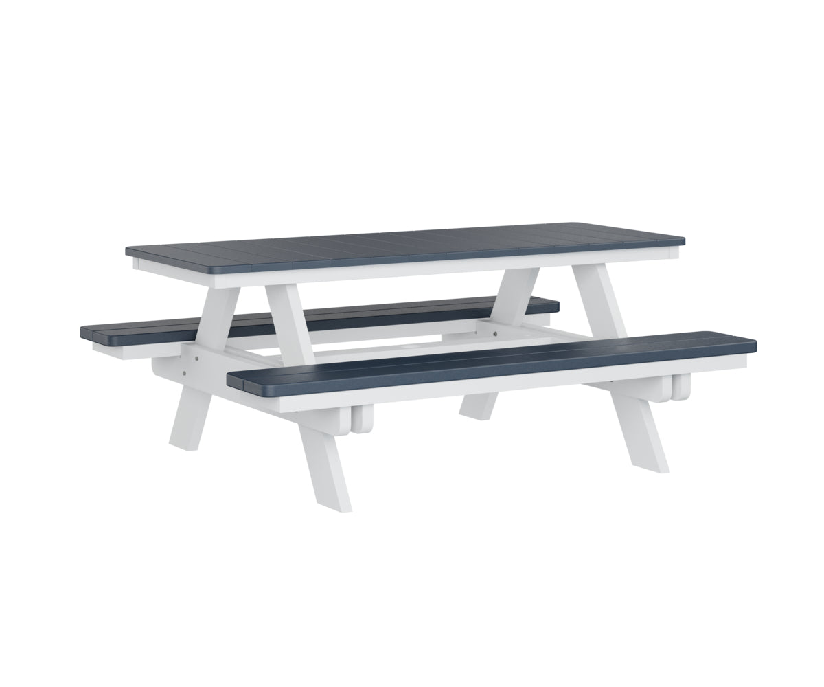 Berlin Gardens Rectangular Picnic Table - Outdoor Dining Set for Patio, Backyard, and Park - Heavy Duty Weather-Resistant Wooden Picnic Bench with Umbrella Hole