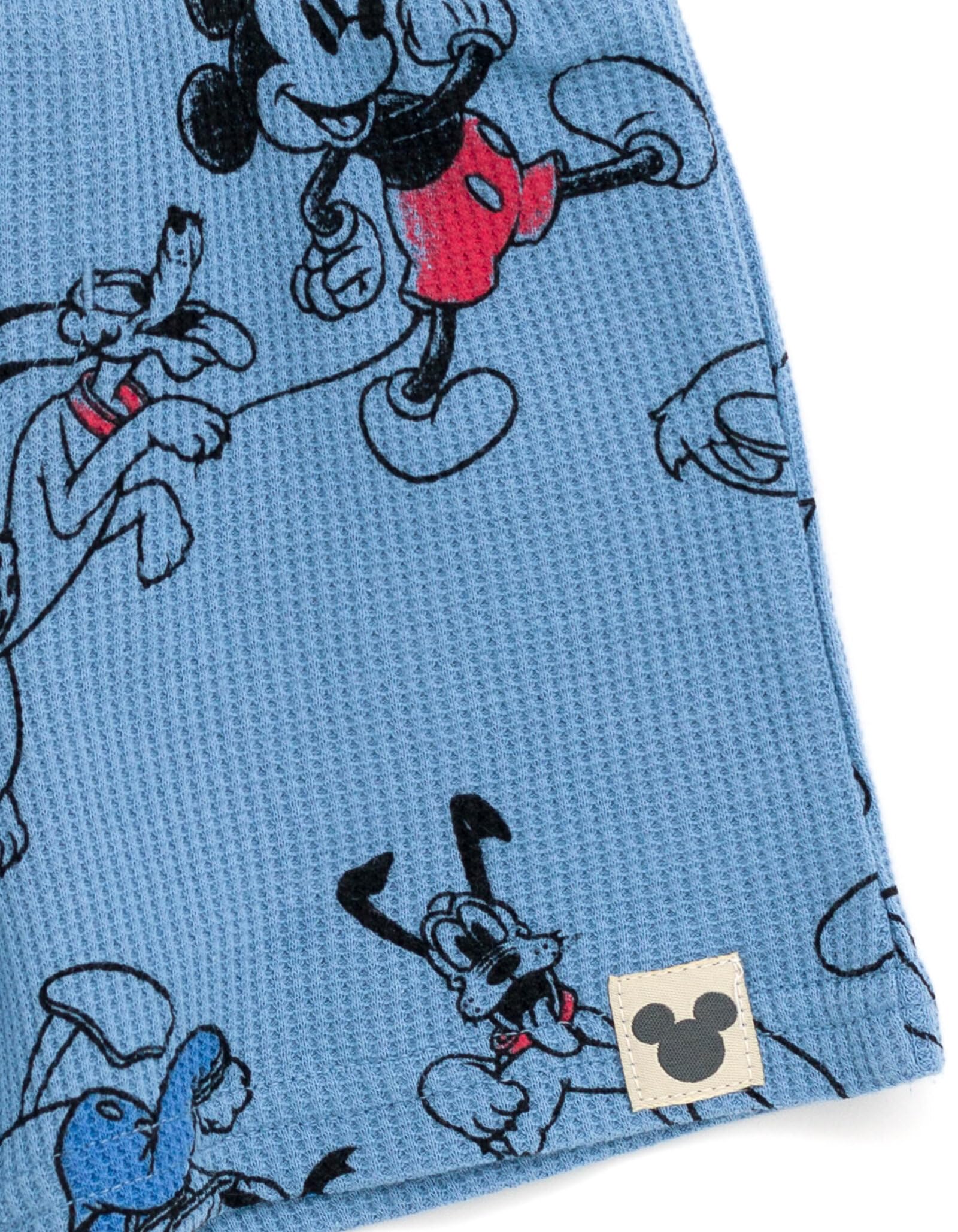 Disney Waffle Knit T-Shirt and Shorts Outfit Set for Babies & Toddlers (0-3 Months to 5T) - Soft Cotton PJs for Playtime, Naptime & Family Matching Outfits
