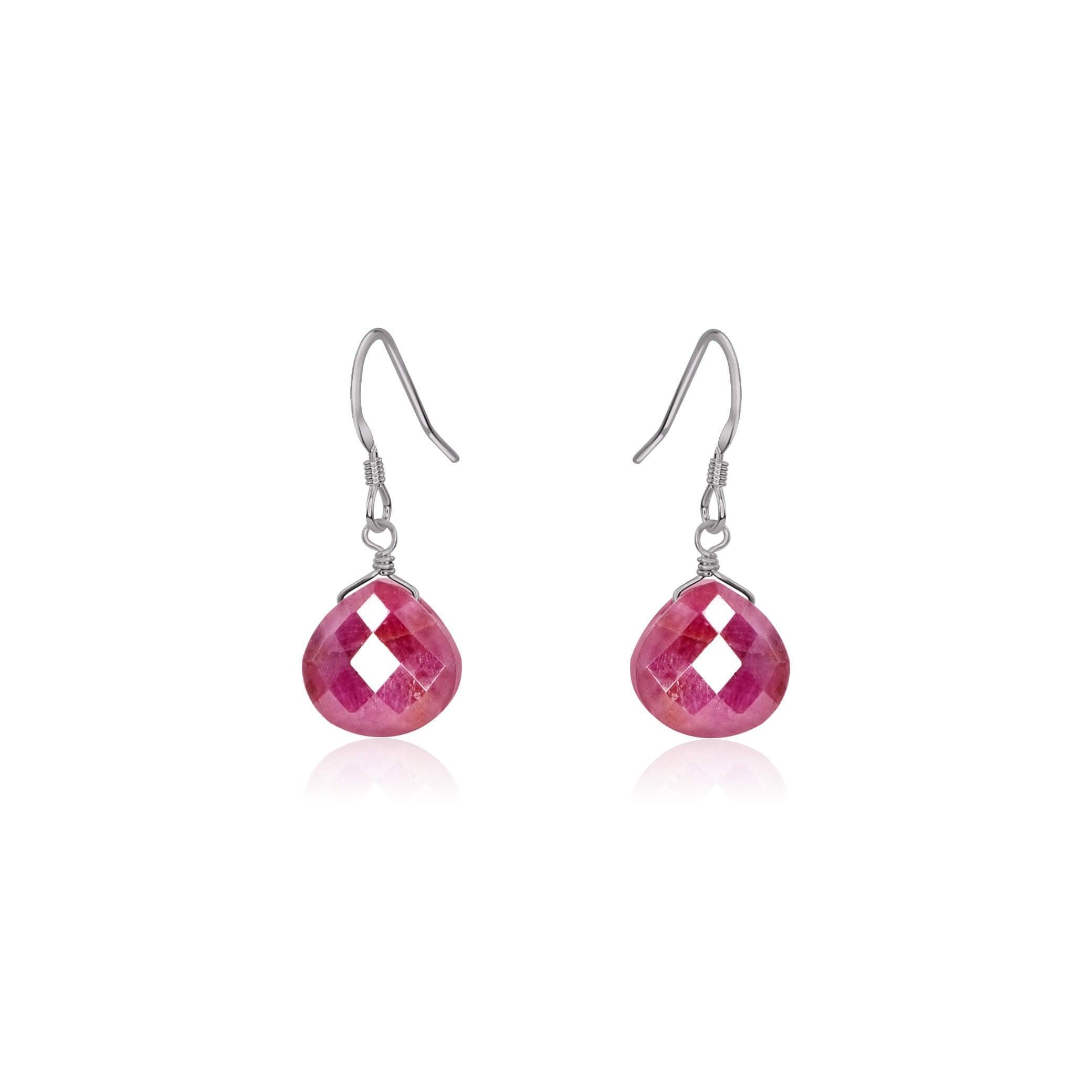 Ruby Gemstone Teardrop Dangle Earrings - Elegant Handmade Jewelry for Women | Perfect for Weddings, Parties & Special Occasions