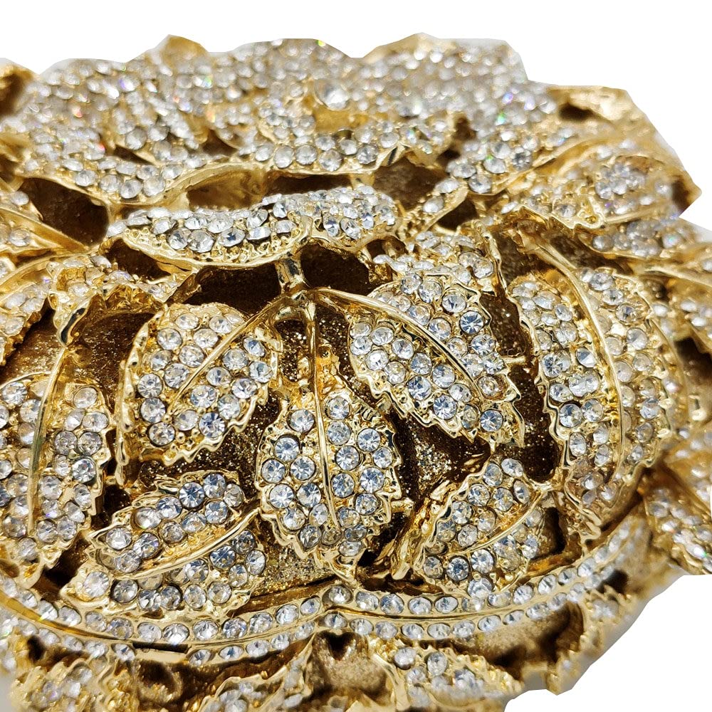 Elegant Round Rose Crystal Clutch Purse for Women - Formal Evening Bag, Wedding Clutch, Party Handbag, Mini Purse | Perfect for Weddings, Galas, Prom & Special Occasions