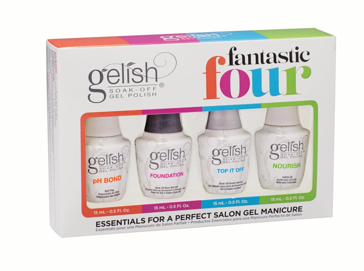 Gelish Essentials Fantastic Four - Professional Nail Gel Polish Set for Salon & Home Manicures | Long-Lasting & Vibrant Colors | Perfect for DIY Nails, Gifts & Special Occasions