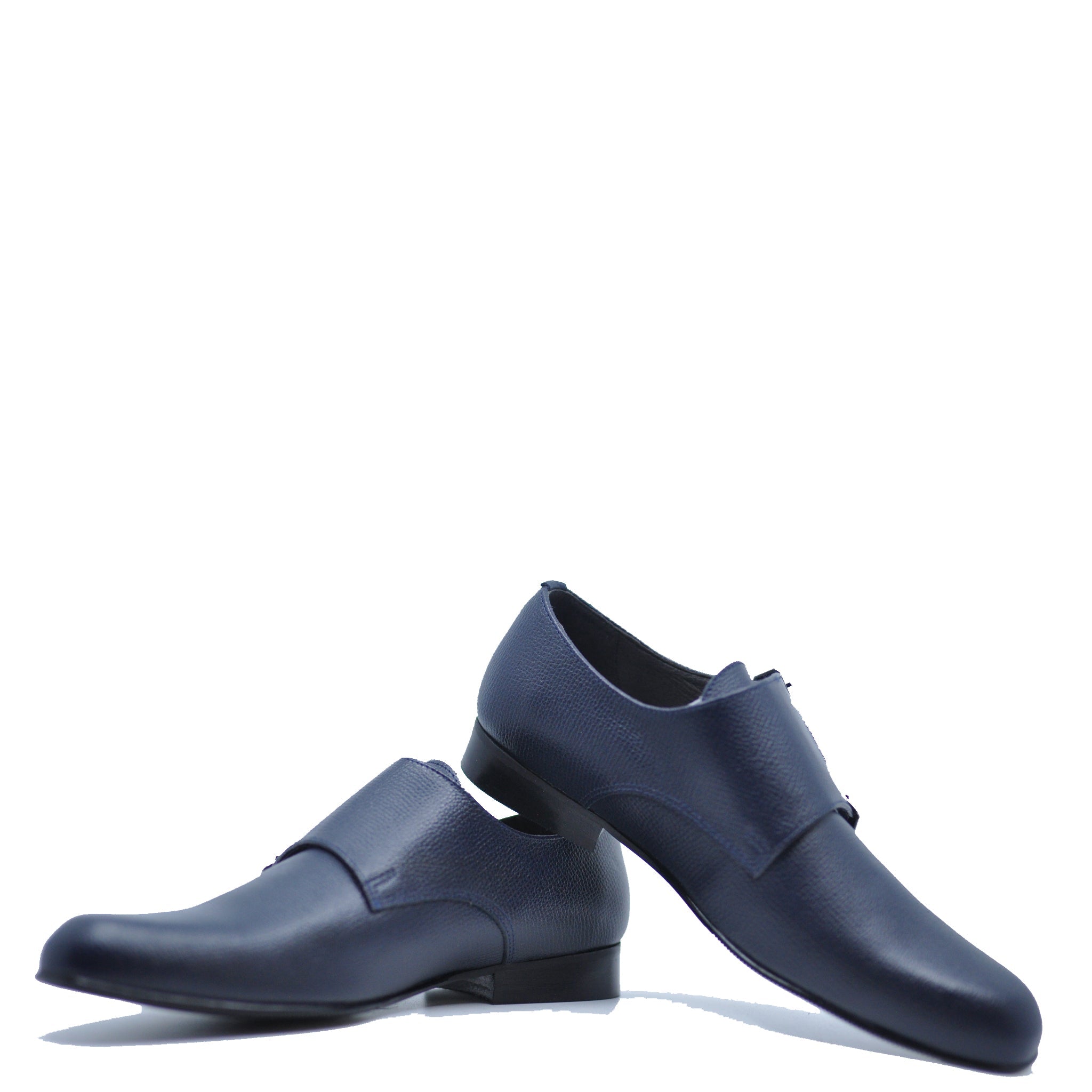 Premium Navy Grain Leather Double Monk Strap Dress Shoes for Men - Classic Formal & Business Attire for Office, Weddings & Special Occasions
