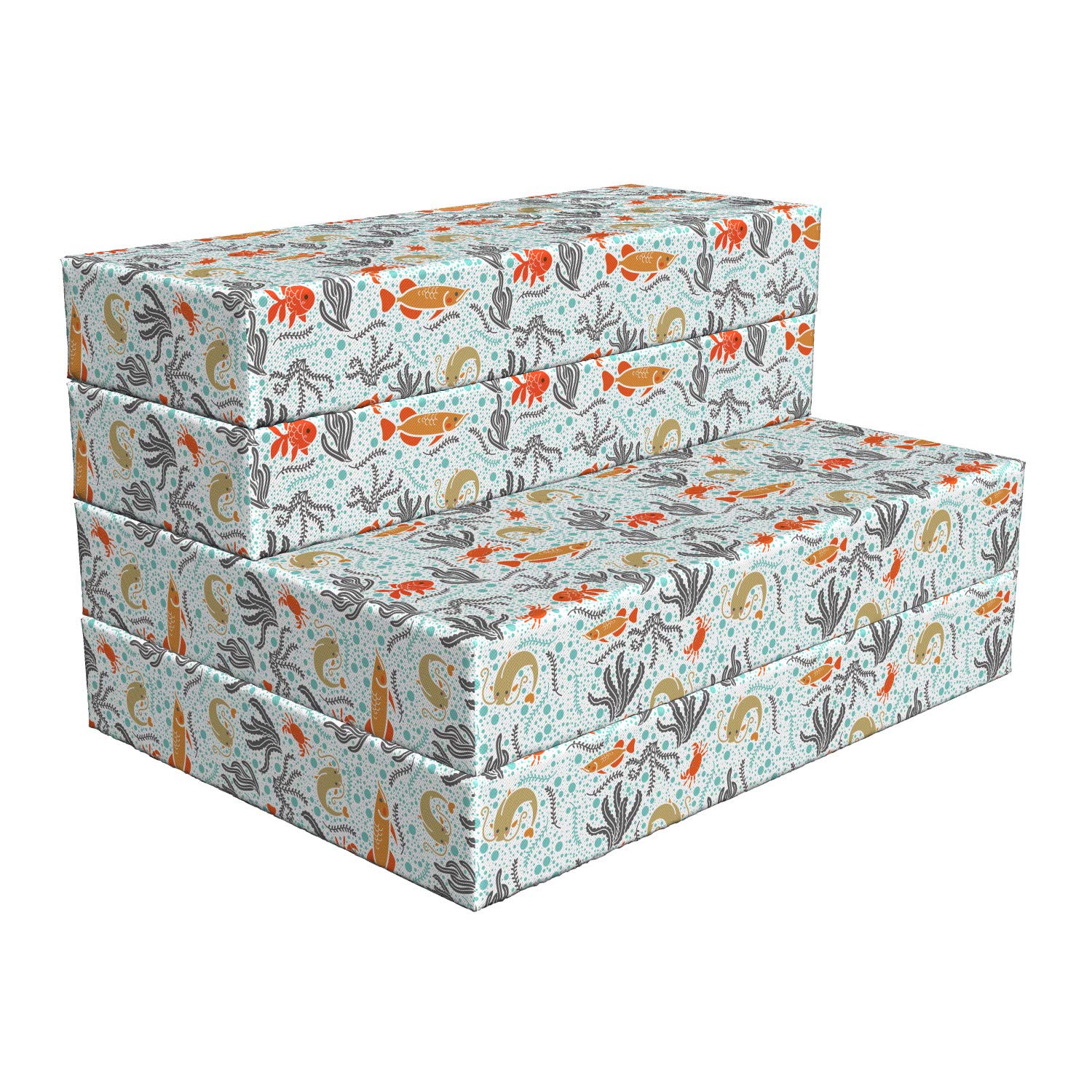 Ambesonne Marine Foldable Mattress - Ocean Bubbles & Reef Design, 74.8