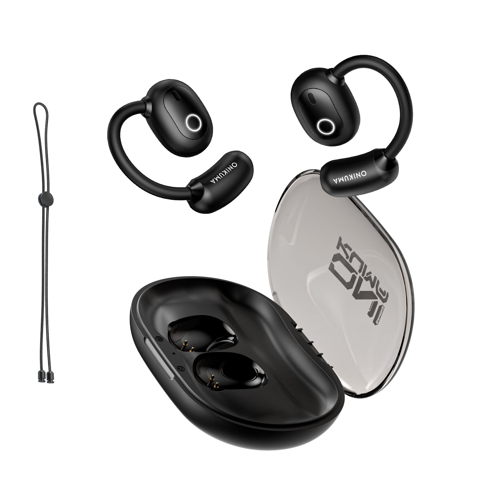 ONIKUMA T25 Wireless Open Ear Bluetooth Headphones - HiFi Stereo Sound, Clear Call Mic, Smart Touch Control, 30H Playtime - Ultra Comfortable Air Conduction Earbuds for Running, Workout, Gym & Outdoor Sports (Black)