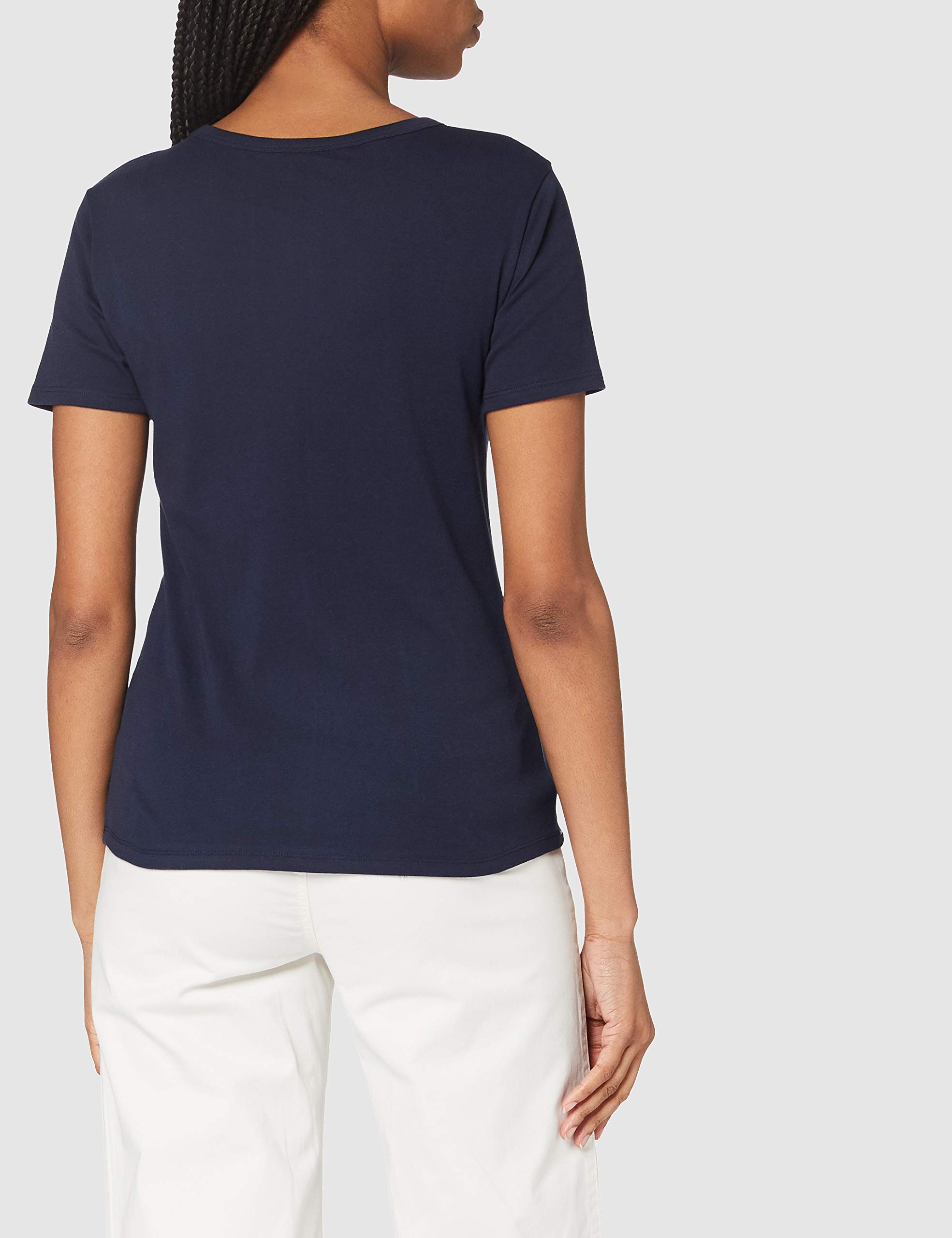 Petit Bateau Women's Marine Blue Short Sleeve T-Shirt & Polo Shirt - Size L - Casual Summer Top for Beach, Travel and Everyday Wear
