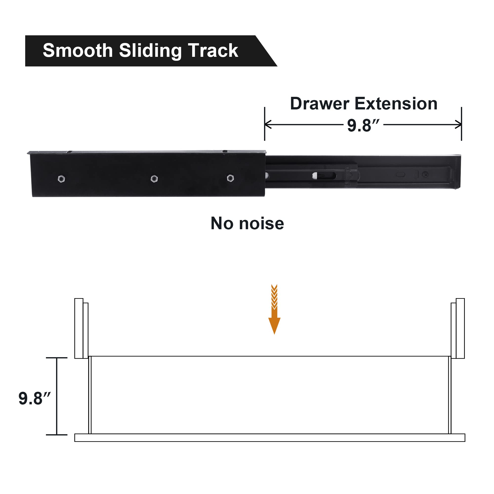 Frassie 27.4 Inch Under Desk Pull-Out Drawer - Metal Sliding Pencil Organizer for Standing Desk & Office - Perfect for Home Office, Study Room, and Workspace Organization