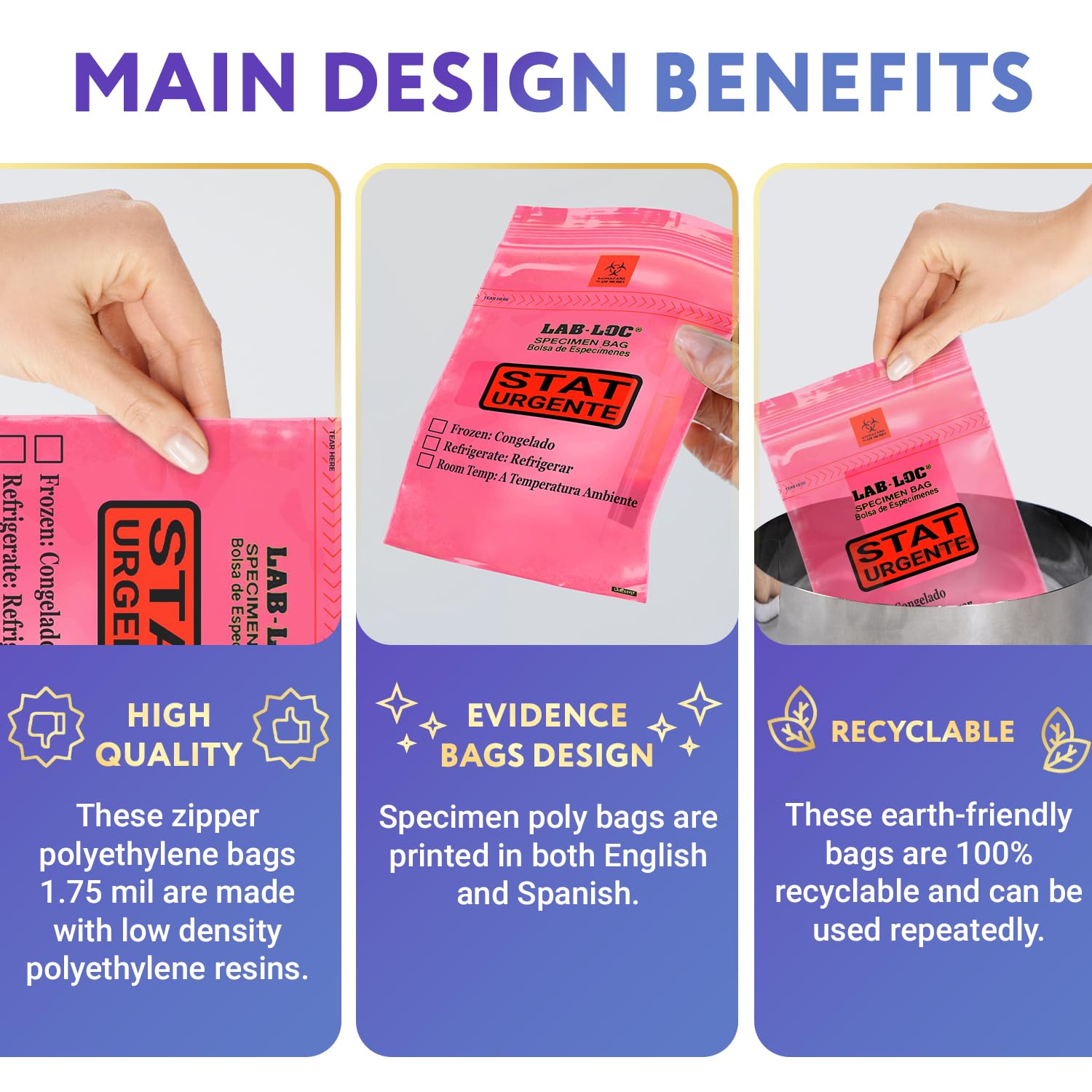 APQ 1000 Pack 6x9 Red Zipper Plastic Specimen Bags - 1.75 mil Low Density Polyethylene for Medical Use | Biohazard Symbol Removable | Ideal for Clinics, Hospitals & First Aid Kits