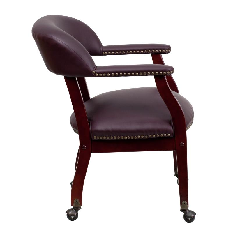 Premium FLASH Leather Office Conference Chair with Accent Nailhead Trim & Smooth-Rolling Casters - Ergonomic Executive Desk Chair for Home Office, Conference Rooms & Professional Workspaces