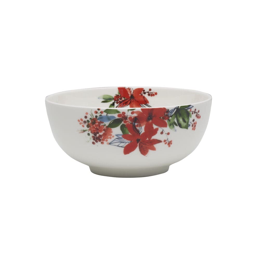 16-Piece Winter Poinsettia Dinnerware Set - Service for 4 | Elegant Holiday Tableware for Christmas Dinner & Festive Gatherings