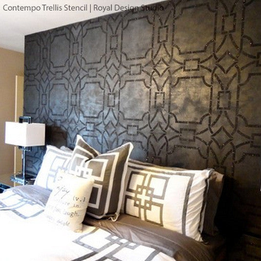 Contempo Trellis Wall Stencil - Reusable DIY Home Decor Painting Template for Walls, Furniture & Crafts | Perfect for Bedroom, Nursery, Living Room & Office Accent Walls