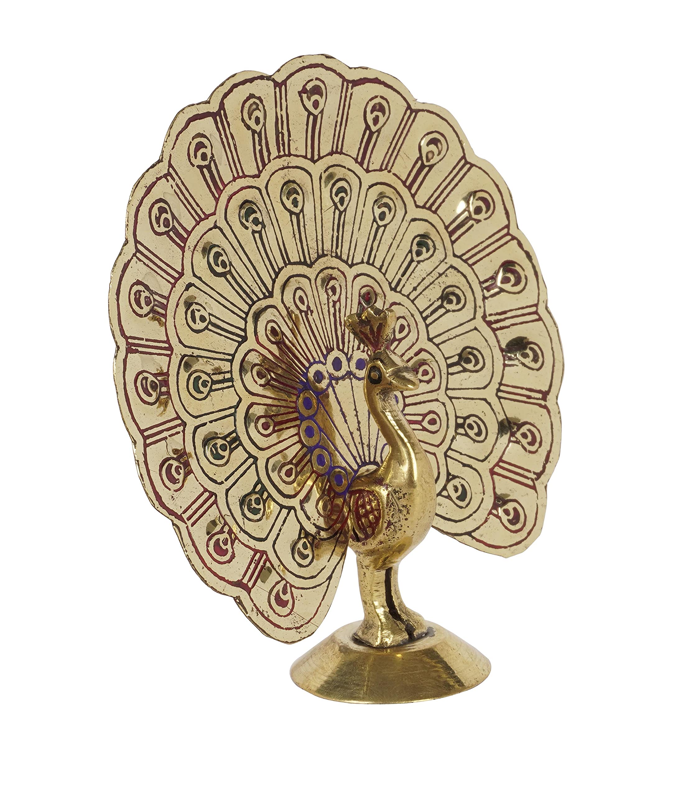 Handcrafted Golden Brass Peacock Statue - Intricate Meenakari Sculpture for Home Decor | Perfect for Living Room, Office & Gift Giving