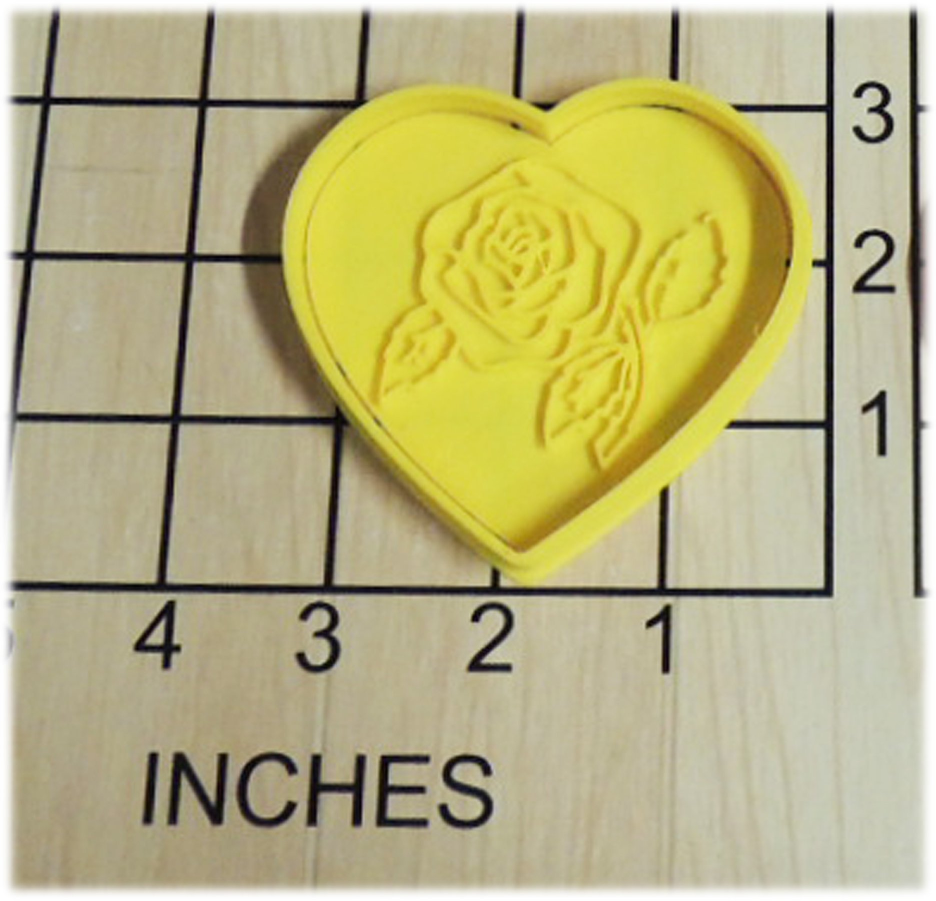 Rose in Heart Fondant Cookie Cutter and Stamp Set #1316 - Perfect for Valentine's Day, Wedding, and Anniversary Baking Decorations