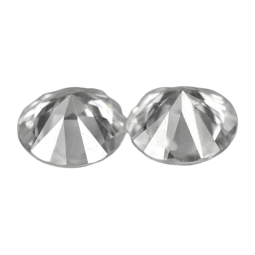 2.56tcw Natural White Zircon Round Cut 6.5mm VVS Eye Clean Matched Pair December Birthstone - Diamond Alternative for Engagement Rings & Jewelry Making