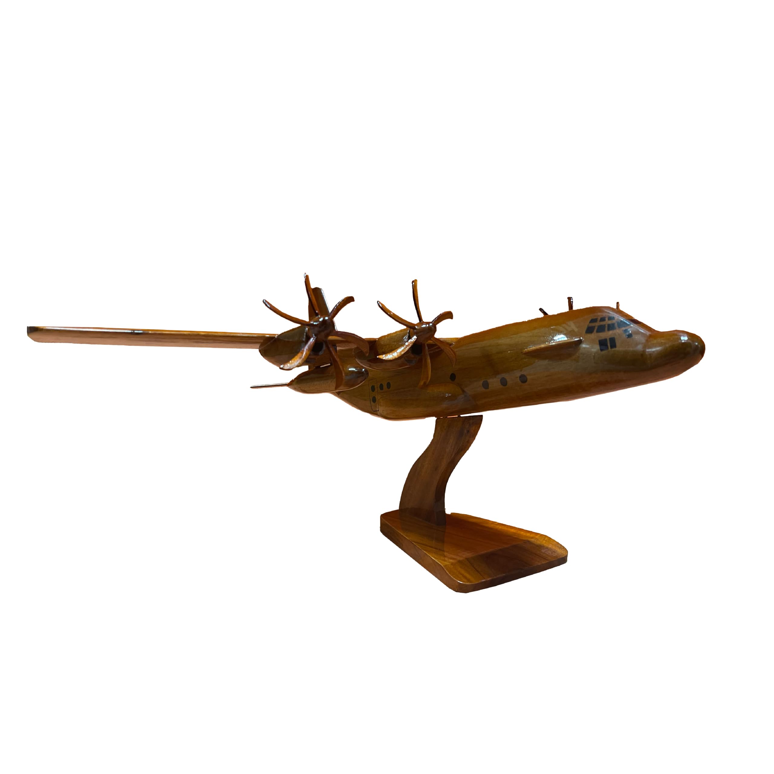 C-130J Hercules Mahogany Wooden Desktop Airplane Model - Perfect Military Aircraft Collectible for Office Decor, Aviation Enthusiast Gifts & Home Display