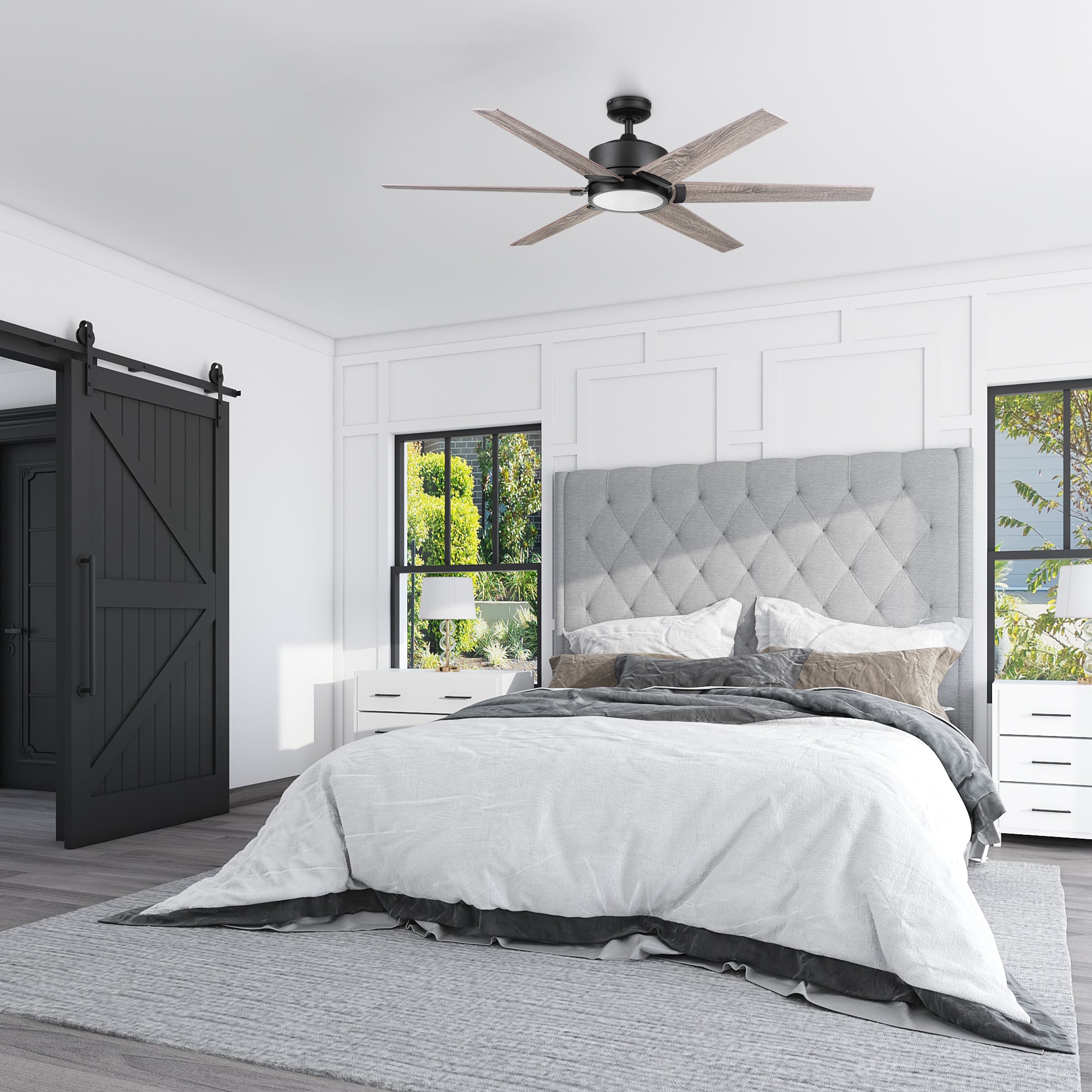 Honeywell Talbert 62 Inch Matte Black Ceiling Fan with Light Kit and Remote Control - Perfect for Living Room, Bedroom, and Outdoor Covered Patio