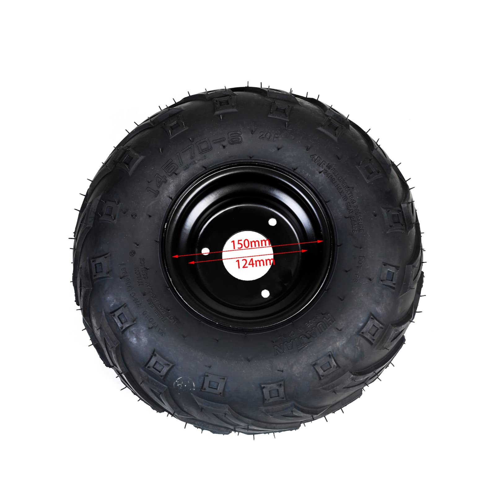145/70-6 ATV Lawn Tires & Wheel Rim Assembly - Heavy Duty Mini Buggy & Mower Bike Tires (2 Pack) - Perfect for Off-Road, Yard Work & Small Utility Vehicles