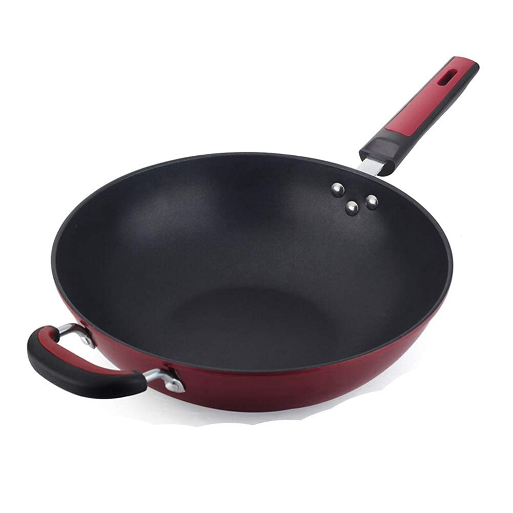Non-Stick Flat Bottom Wok Pan 32cm - Induction & Gas Stove Compatible - Durable Iron Cookware for Stir Fry, Sauteing & Home Cooking - Perfect for Asian Cuisine & Professional Chefs