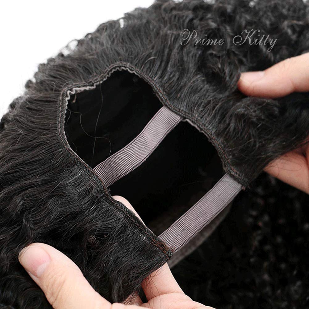 9A 2X4 U Part Wigs Human Hair for Black Women - Kinky Curly Brazilian Virgin Human Hair Wig with Baby Hair | 180% Density Glueless Wavy Wig (20 Inch, Natural Color) | Perfect for Daily Wear, Parties & Protective Styling