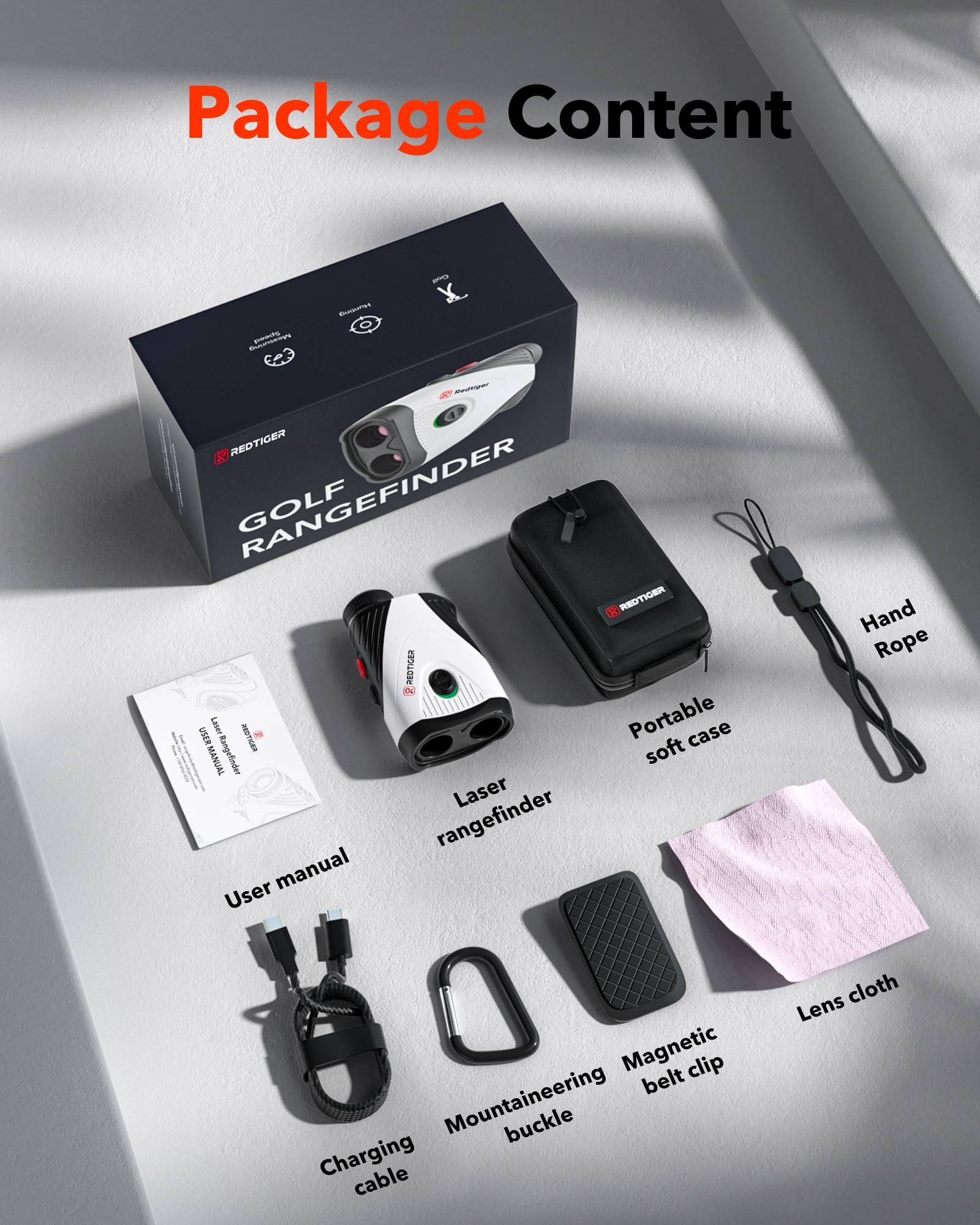 REDTIGER Golf Rangefinder with Slope - 1200 Yard Laser Range Finder for Golfing | 7X Magnification, Flag Lock Vibration, Rechargeable & Magnetic Strip | GolfVue Series 1 | Perfect for Tournament Play & Course Practice