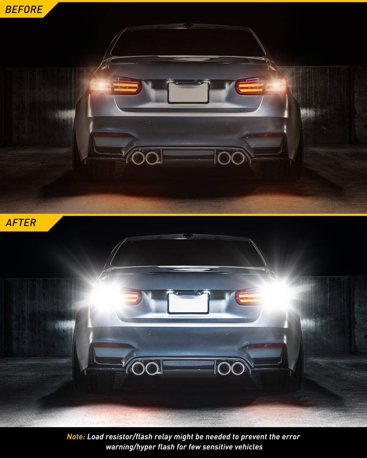 AUXITO 912 921 LED Reverse Backup Light Bulbs & 3156 3157 LED Bulbs - Super Bright White 6000K, Pack of 4 - Perfect for Trucks, SUVs, Cars, and Trailers - Enhanced Nighttime Visibility and Safety