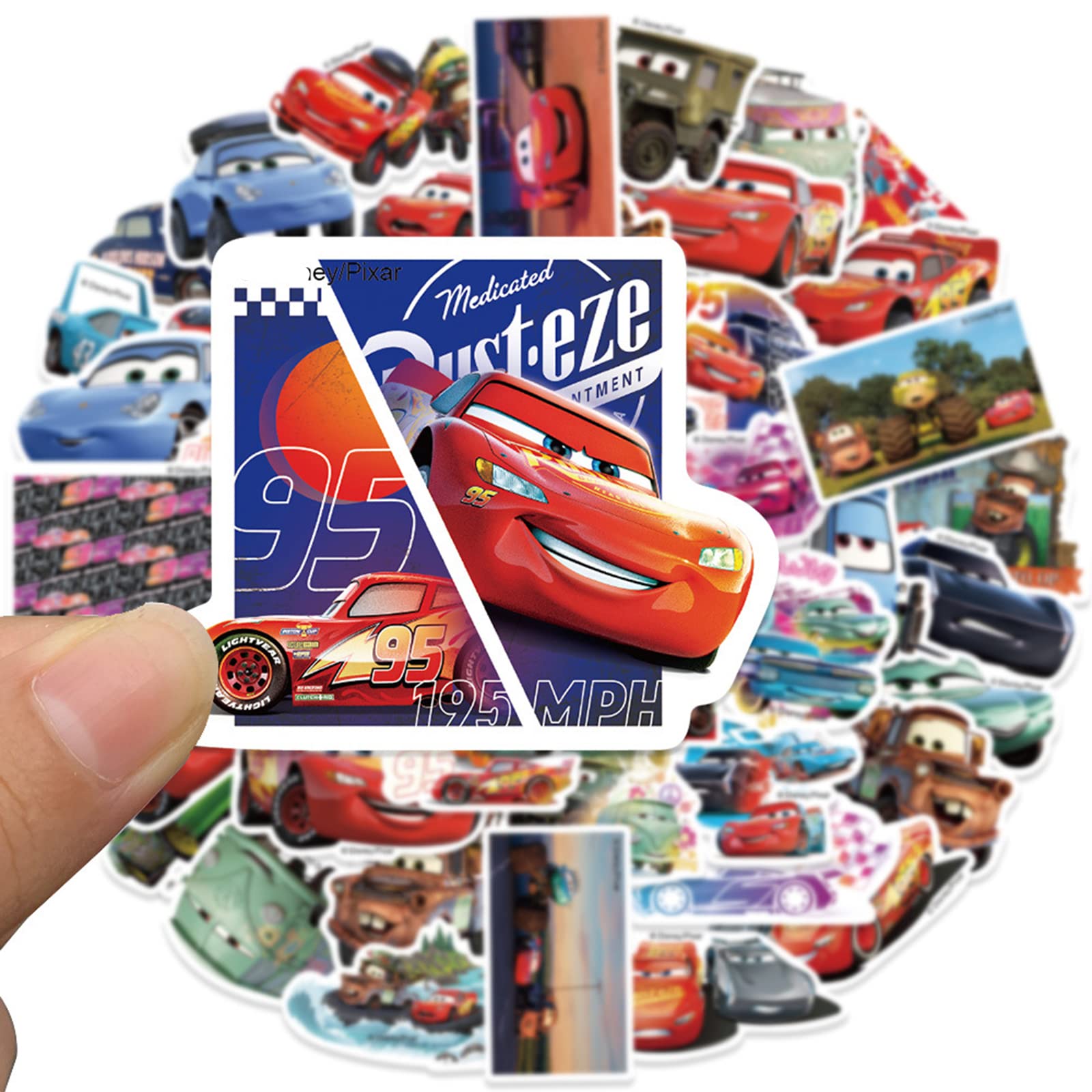 50Pcs American Cartoon Cars Stickers for Kids - Waterproof Vinyl Decals for Laptops, Computers, Water Bottles, Notebooks & DIY Crafts - Classic Disney Pixar Animation Stickers (Cars Movie Theme) - Perfect for School Supplies, Scrapbooking & Kids Room Decor
