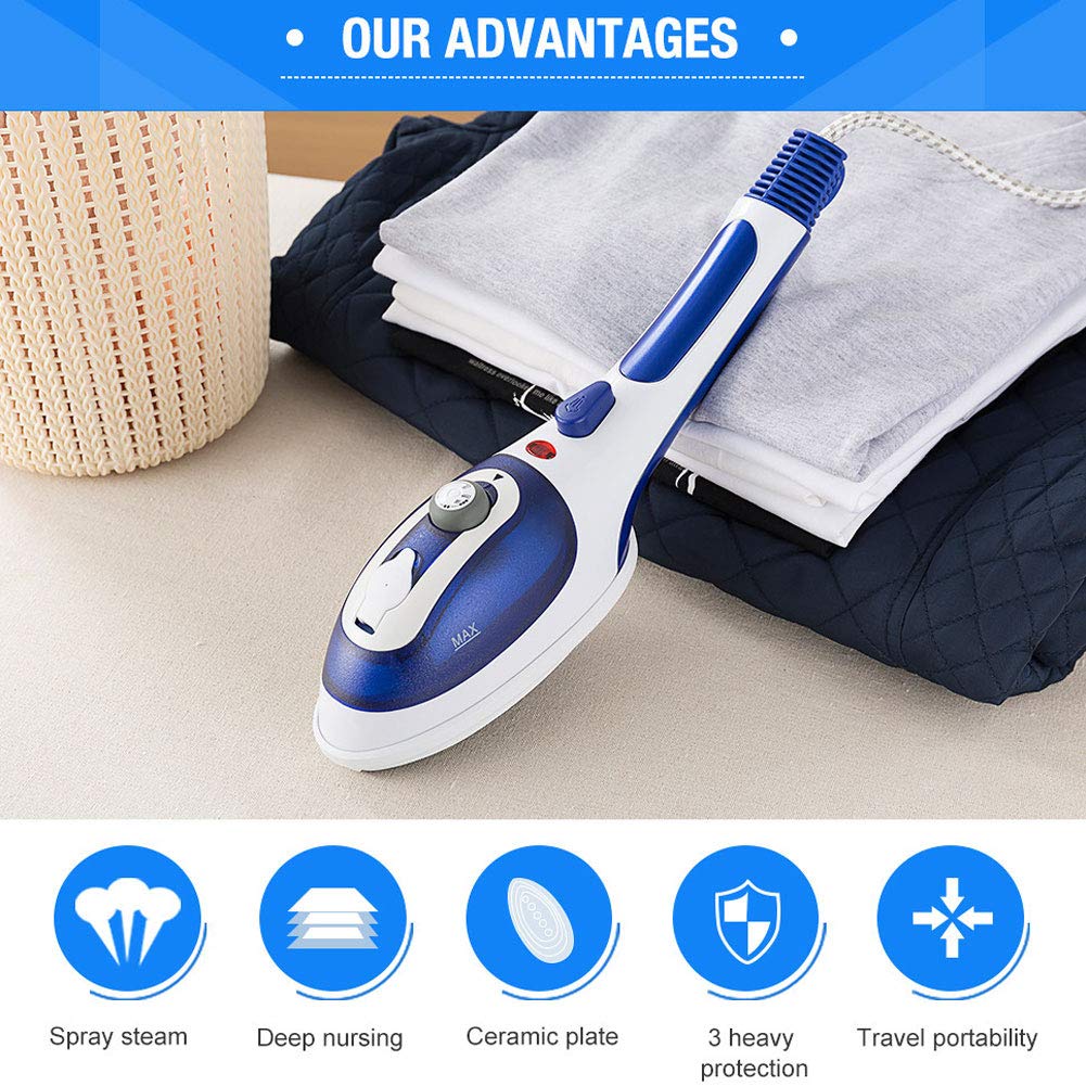 Portable Garment Steamer 100ml - Handheld Clothes Steamer for Travel, Home & Office - Removes Wrinkles from Wool, Cotton & Delicate Fabrics - Compact & Lightweight (110V US Standard) - Perfect for Business Trips, Weddings & Daily Outfits