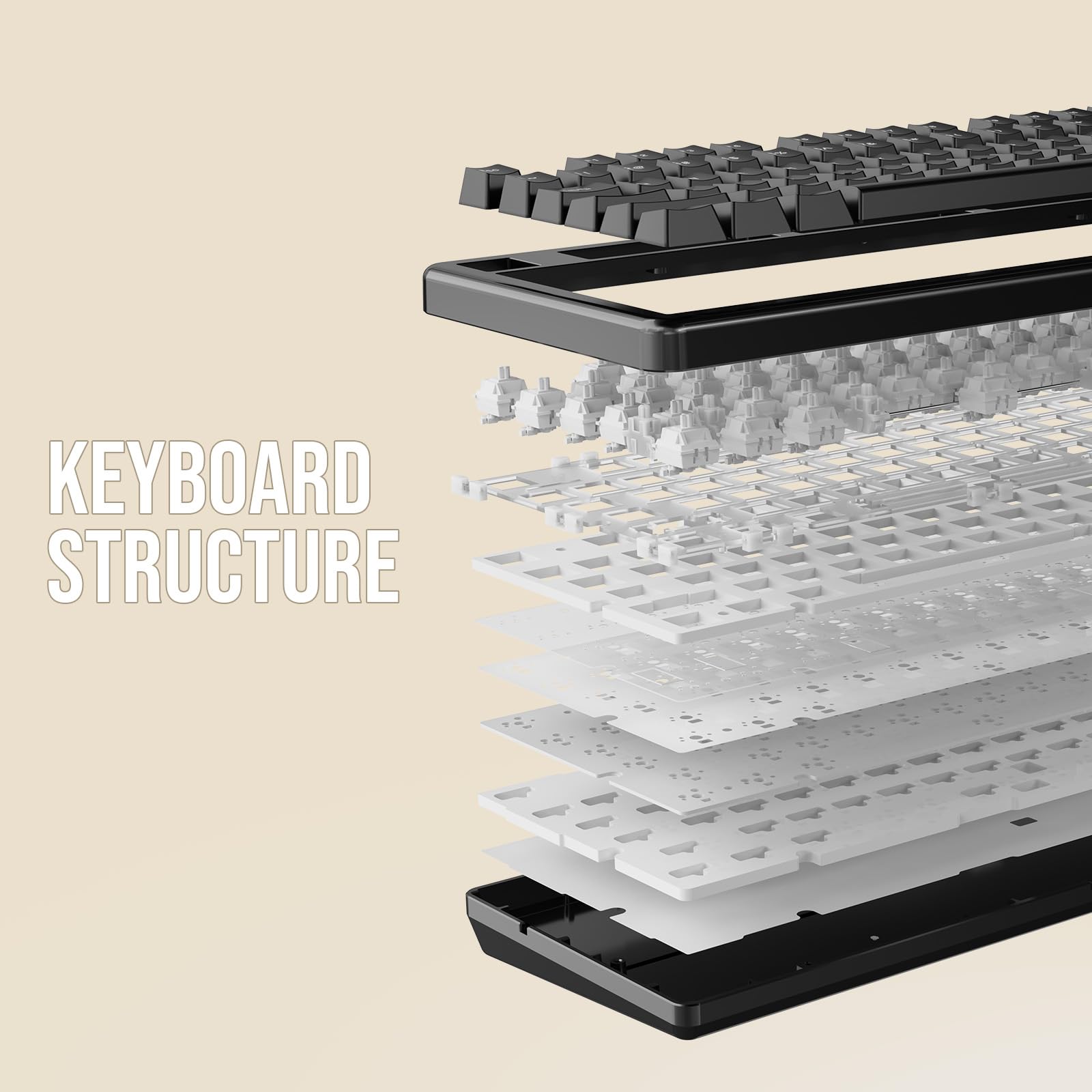 EPOMAKER Galaxy70 75% Wireless Mechanical Gaming Keyboard - Aluminum Frame, Bluetooth 5.0/2.4GHz/USB-C Wired, Hot-Swappable Petal Switch (White) - Perfect for PC Gaming, Office Work & Typing Enthusiasts