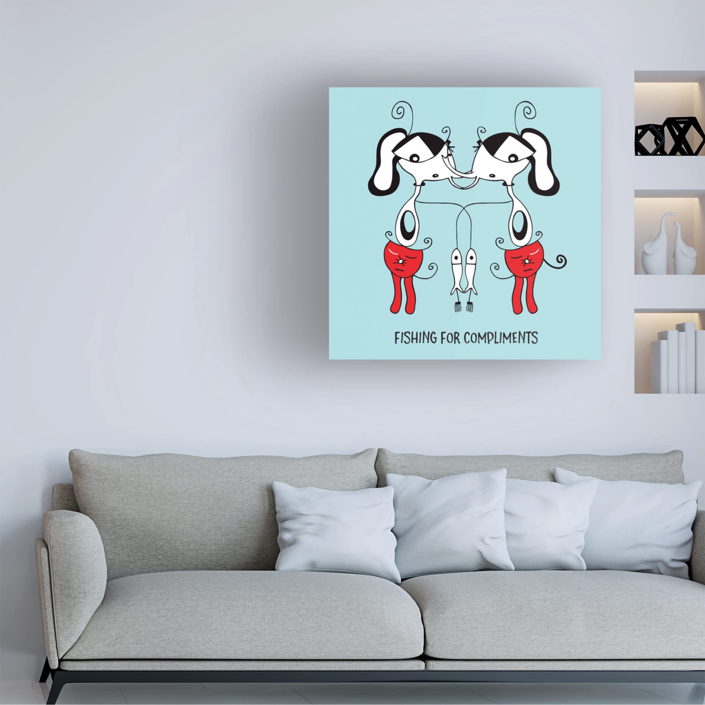 Trademark Fine Art 'Fishing For Compliments' Canvas Wall Art by Oodlies - Perfect for Living Room, Bedroom & Office Decor
