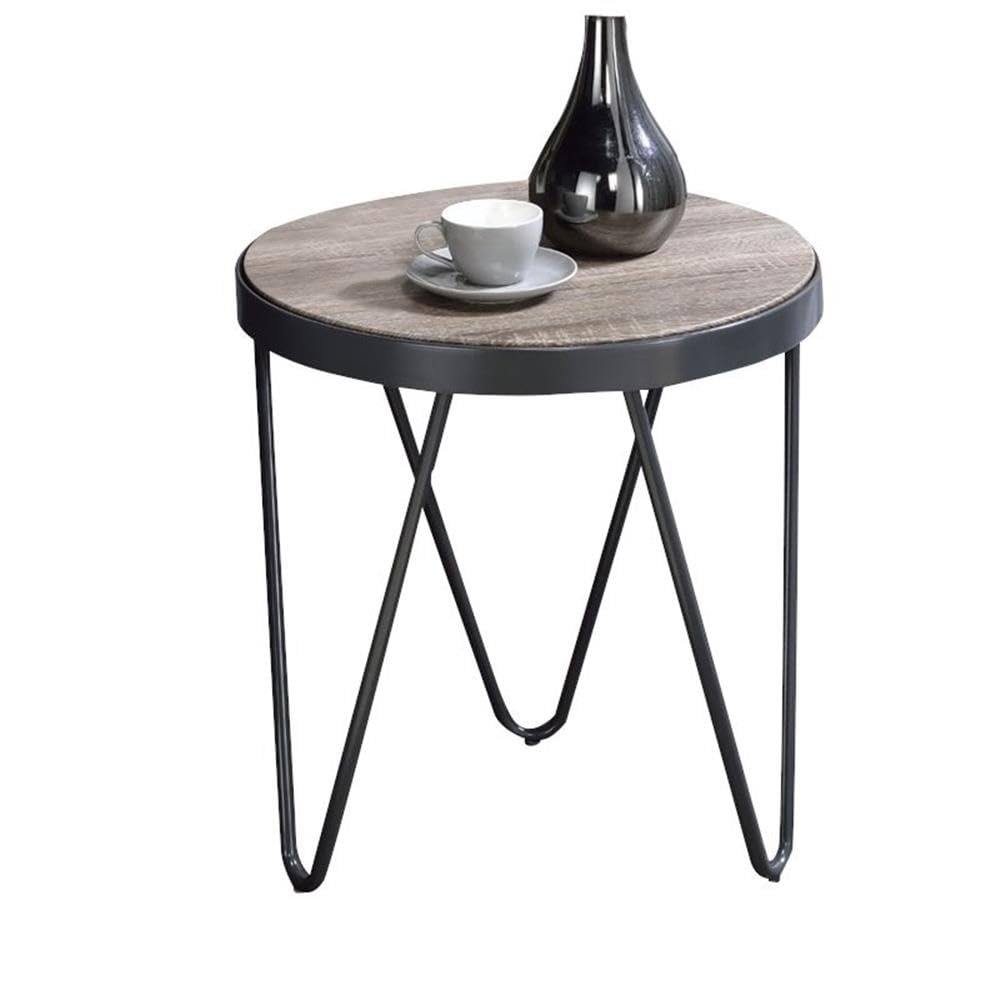 Home Square 3-Piece Coffee Table Set with 2 End Tables - Weathered Gray Oak Finish - Modern Living Room Furniture for Small Spaces & Apartment Decor