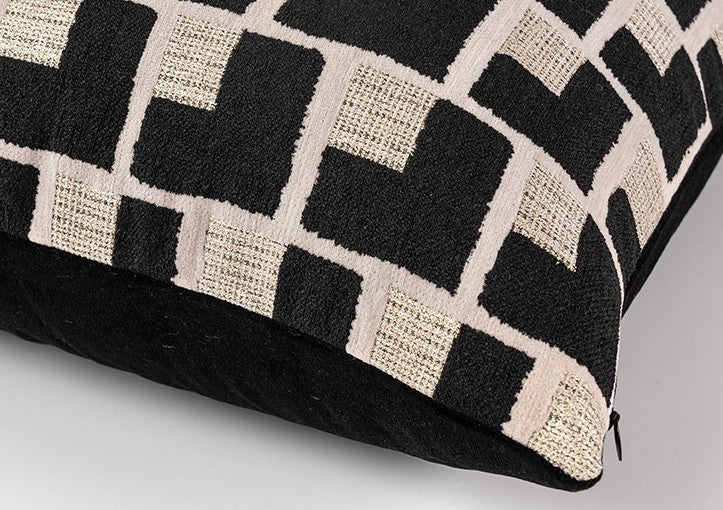 Modern Black Chequer Abstract Throw Pillows - Contemporary Large Decorative Couch Pillows for Living Room Sofa - Perfect for Home Decor, Lounge & Cozy Reading Nook