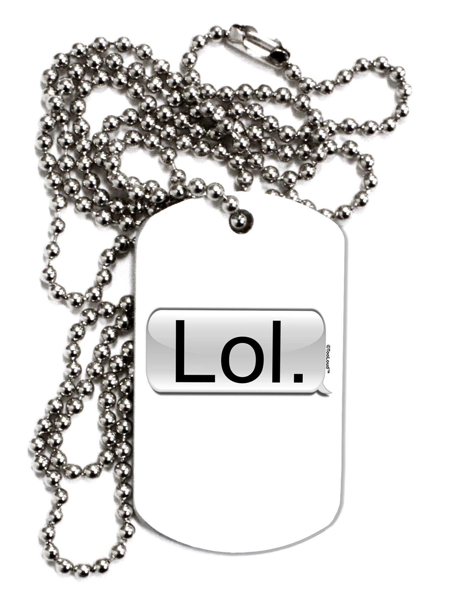 TOOLOUD LOL Text Bubble Dog Tag Chain Necklace for Adults - Trendy Statement Jewelry for Parties, Cosplay & Everyday Wear