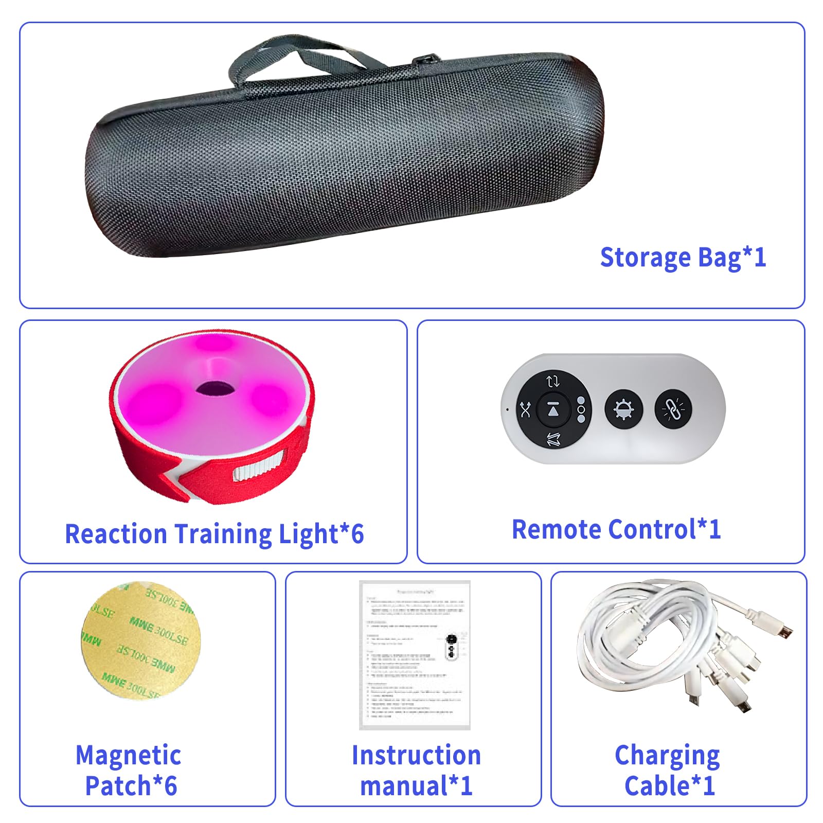 6-Piece Reaction Training Lights Set - Improve Agility & Quick Response for Athletes, Trainers & Physical Therapy - Perfect for Sports Drills, Fitness Training & Rehabilitation Exercises