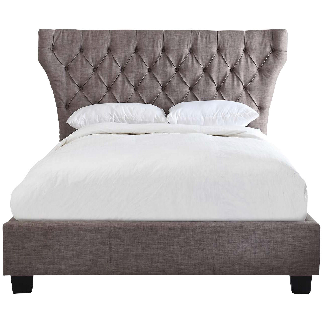 Melina Bed - Modern Platform Bed Frame with Upholstered Headboard, Queen Size - Perfect for Bedroom, Guest Room & Apartment