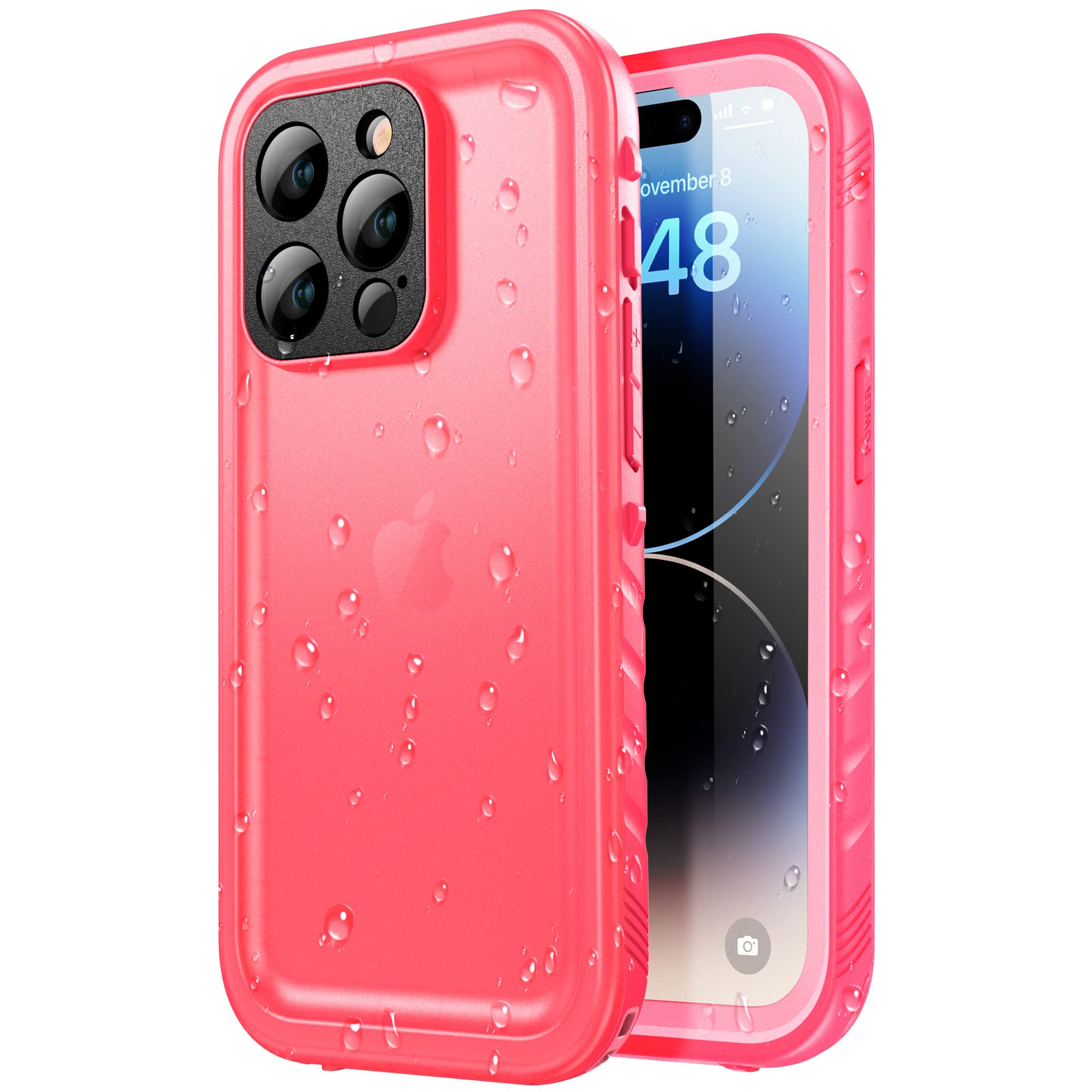 SPORTLINK Waterproof Shockproof Dustproof Case for iPhone 14 Pro (6.1 Inch) - Full Body Protection with Built-in Screen Protector | Pink | Perfect for Outdoor Activities, Swimming, Hiking & Extreme Sports