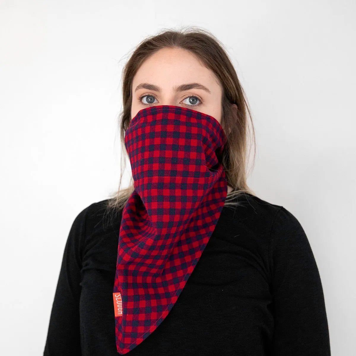 Scough Red Gingham Bandana with Filter - Reusable Face Mask for Outdoor Activities, Cycling, Hiking & Dust Protection