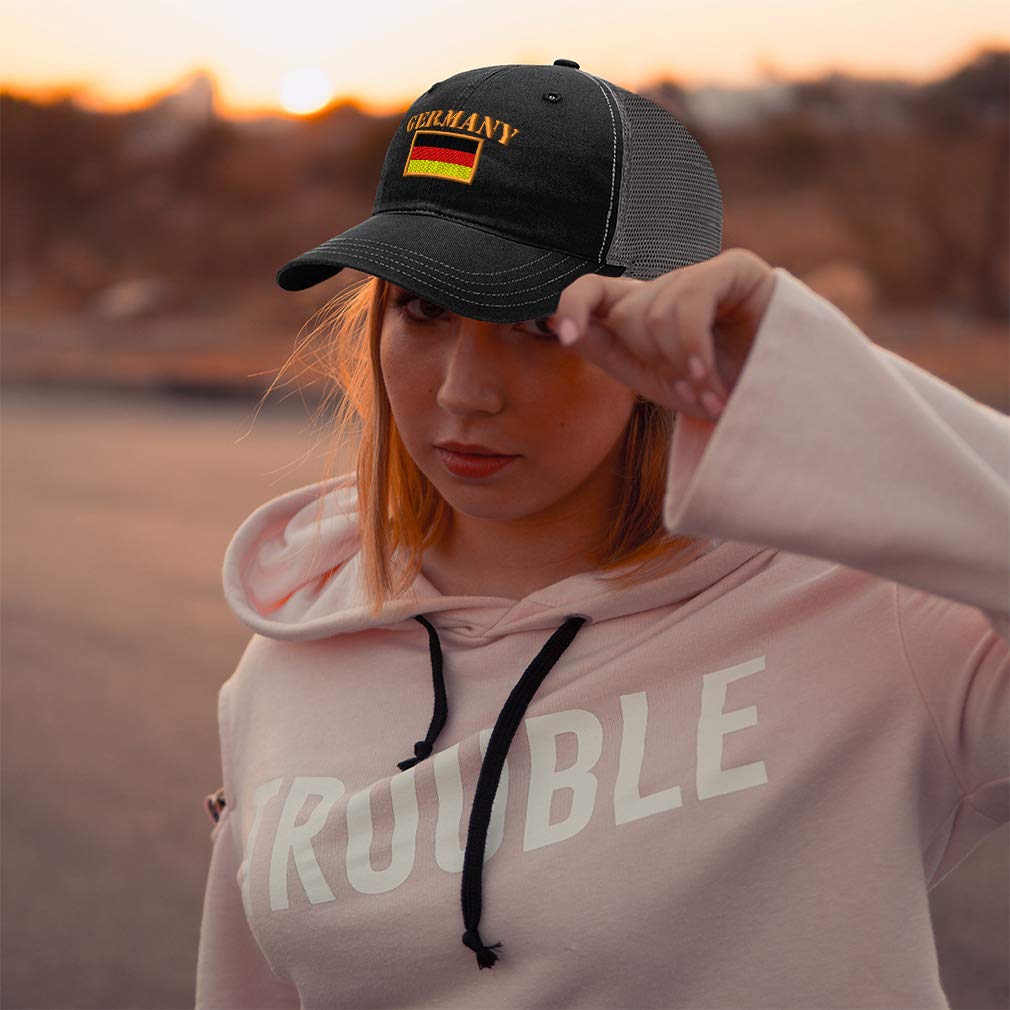 Richardson Trucker Mesh Hat with Germany Flag Embroidery - Cotton Snapback Dad Cap for Men & Women in Brown & Khaki | Perfect for Outdoor Activities, Sports Events & Casual Wear