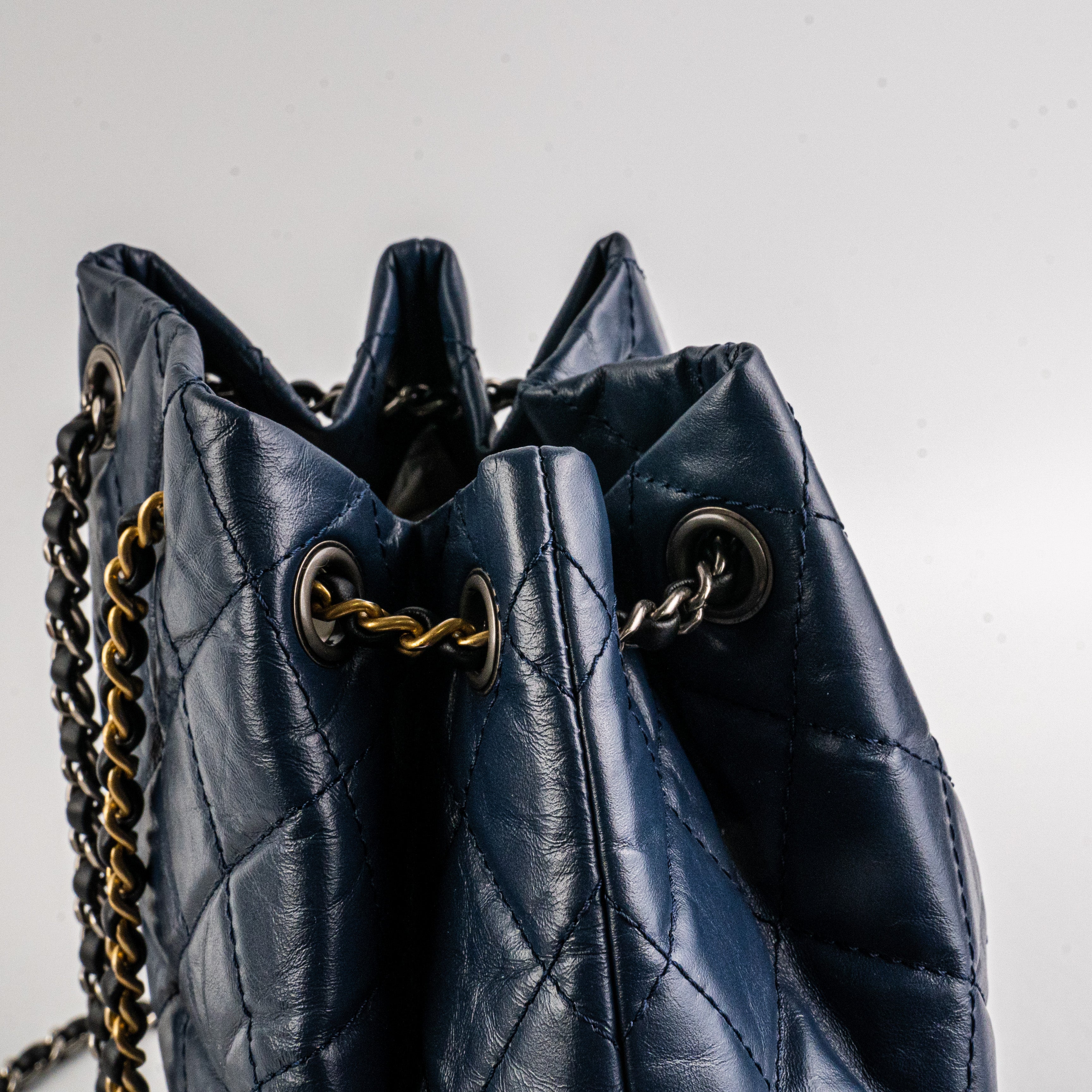 Chanel Gabrielle Small Calfskin Navy Blue Leather Backpack for Women | Luxury Designer Handbag for Travel, Work & Everyday Use