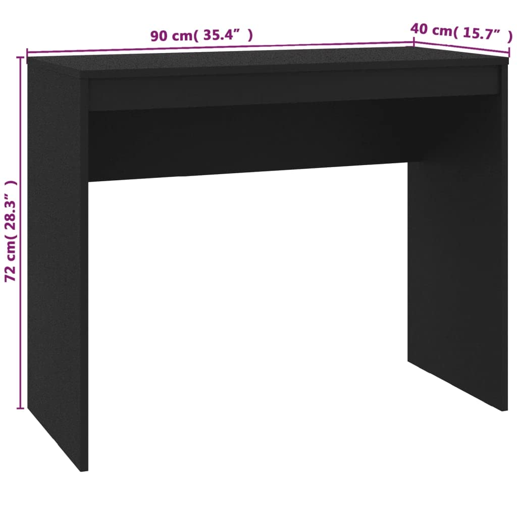 CHARMMA 35.4 Inch Computer Desk - Black Study Writing Table with Sturdy Chipboard Surface (35.4