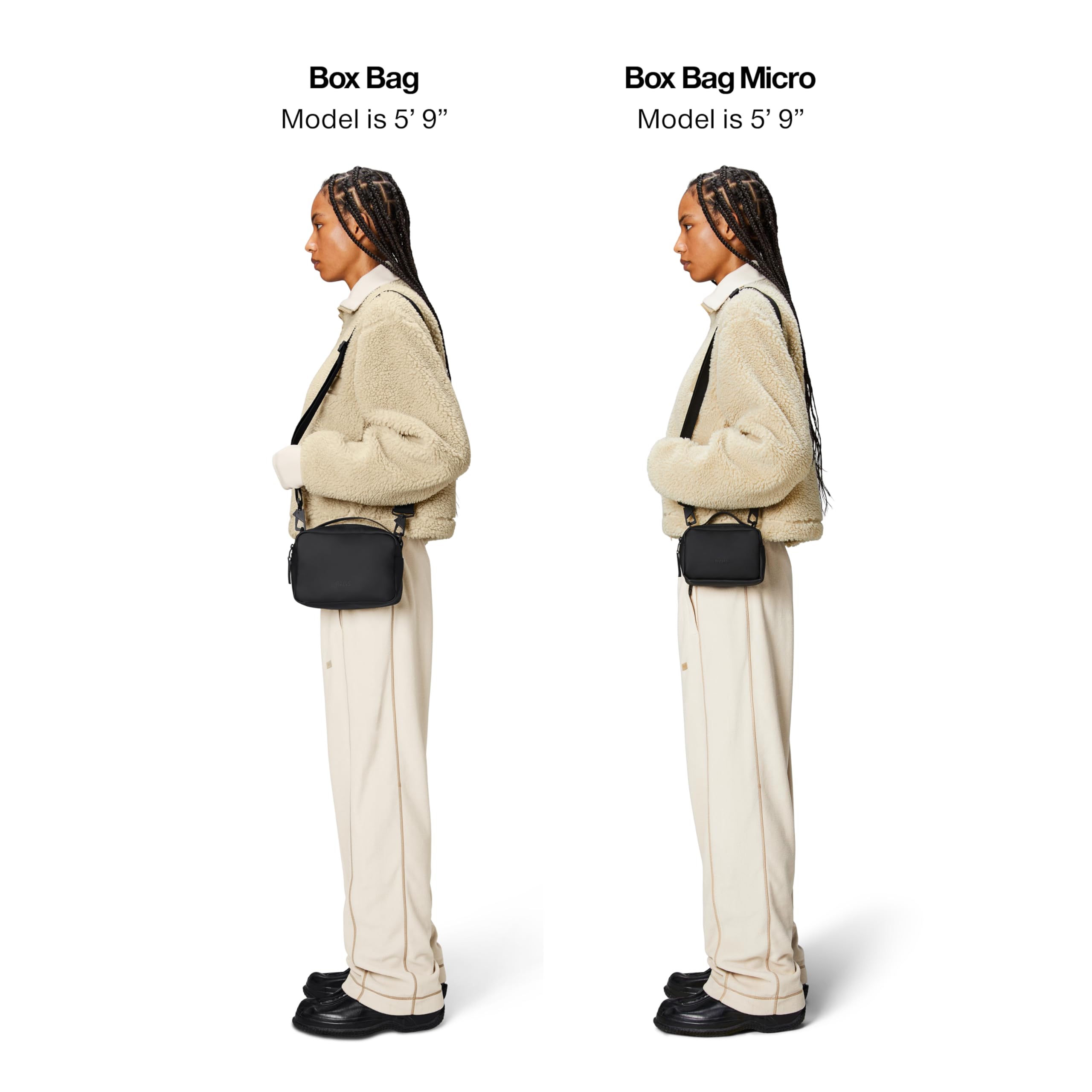 RAINS Unisex Waterproof Crossbody Sling Fanny Bag - Large Black Box Bag for Women & Men | Travel, Hiking & Everyday Use