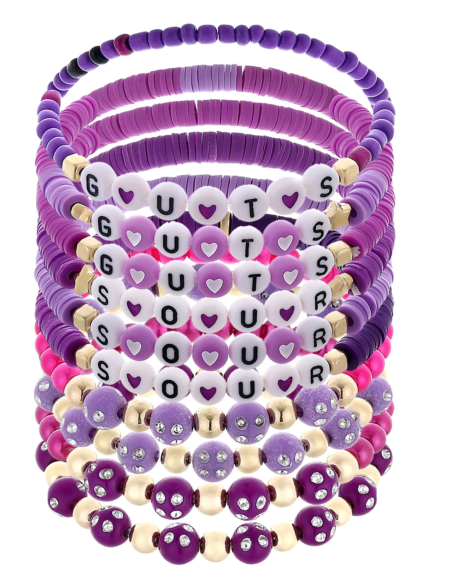 10PCS GUTS SOUR Stretch Bracelets - Handmade Friendship Bracelets for Women & Girls - Music Concert Singer Merch Jewelry - Perfect Gift for Fans & Best Friends (Great for Concerts, Parties & Everyday Wear)